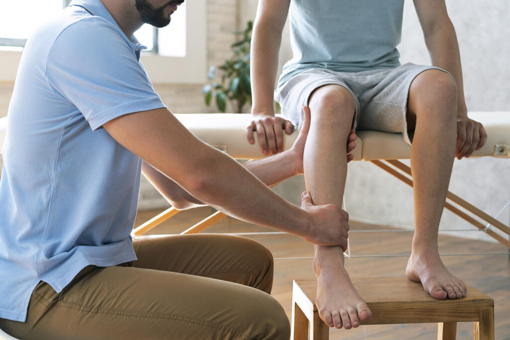 patient doing physiotherapy close up